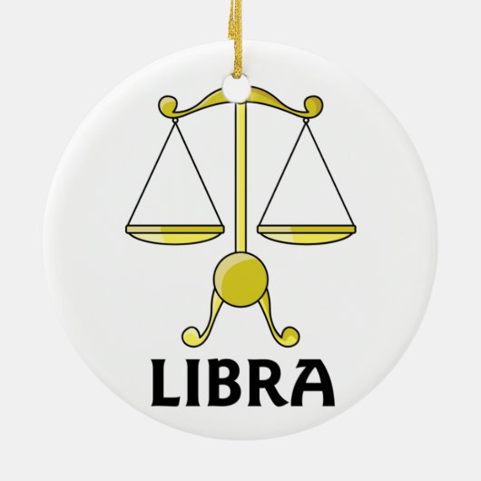 Cartoon Weegschalen Keramisch Ornament (Achterkant)