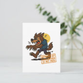 Cartoon Weerwolf – Goedgekeurd door Halloween Briefkaart (Staand voorkant)