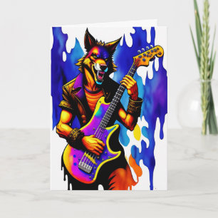 Cartoon weerwolfmuzikant Halloween Kaart