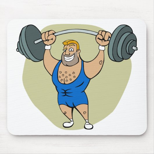 Cartoon Weightlifter Muismat (Voorkant)