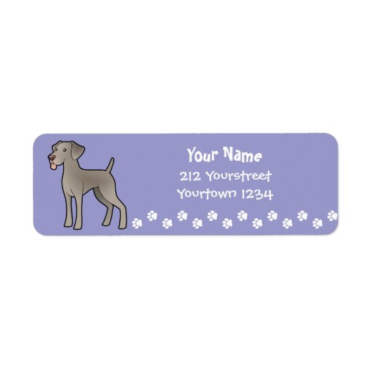 Cartoon Weimaraner Etiket (Voorkant)