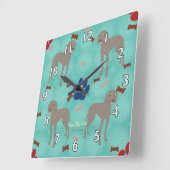 Cartoon Weimaraner Vierkante Klok (Hoek)