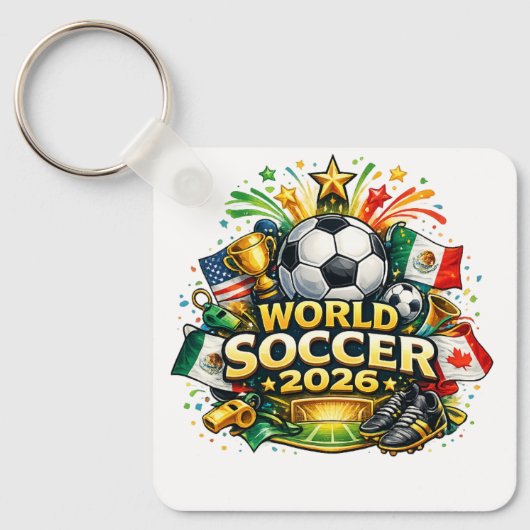Cartoon Wereld Voetbal 2026 Sleutelhanger (Voorkant)
