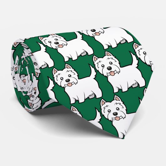 Cartoon West Highland White Terrier Stropdas (Opgerold)