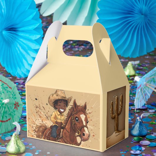 Cartoon Western Ride Tall Cowboy Bedankdoosjes (Feest)