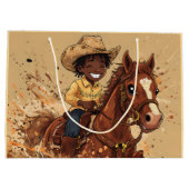 Cartoon Western Ride Tall Cowboy Groot Cadeauzakje (Achterkant)
