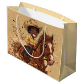 Cartoon Western Ride Tall Cowboy Groot Cadeauzakje (Achterkant Gekanteld)