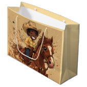 Cartoon Western Ride Tall Cowboy Groot Cadeauzakje (Voorkant Gekanteld)