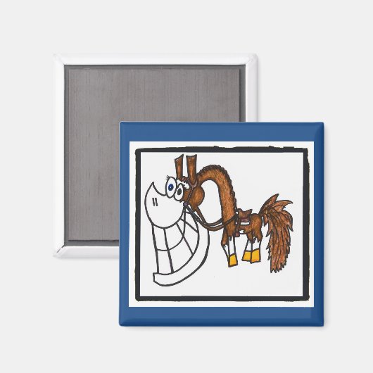 Cartoon westerne verfpaardenmagneet magneet (Voorkant / Achterkant)