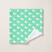 Cartoon Whale Aqua Marine Blue Green Bad Handdoek (Wasdoekje)