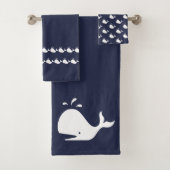 Cartoon Whale Ocean Blue Bad Handdoek (Insitu)