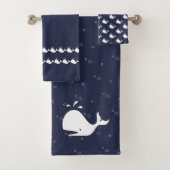 Cartoon Whale Ocean Blue Bad Handdoek (Insitu)