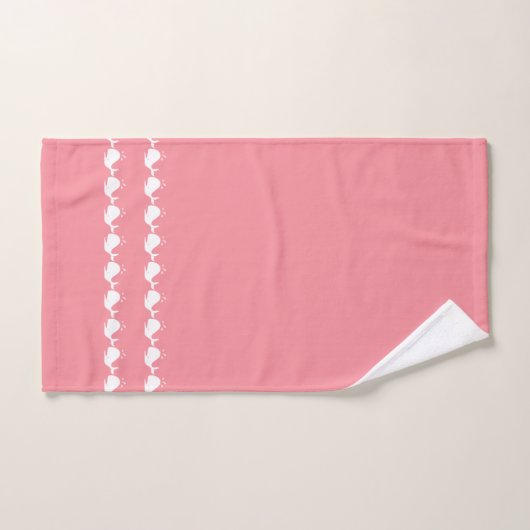 Cartoon Whale Raspberry Sorbet A jouw naam Bad Handdoek (Handdoek)