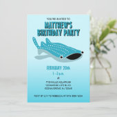 Cartoon Whale Shark Schattige Blue Ocean Verjaarda Kaart (Staand voorkant)