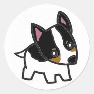 cartoon white and black and tan ronde sticker