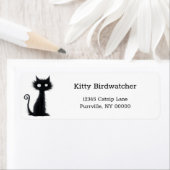 Cartoon White Eyes Black Cat Funny Retour Adres Etiket (Insitu)