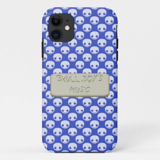 Cartoon White Skulls op Blue Scratched Text Effect Case-Mate iPhone Case (Achterkant)