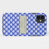 Cartoon White Skulls op Blue Scratched Text Effect Case-Mate iPhone Case (Achterkant (horizontaal))