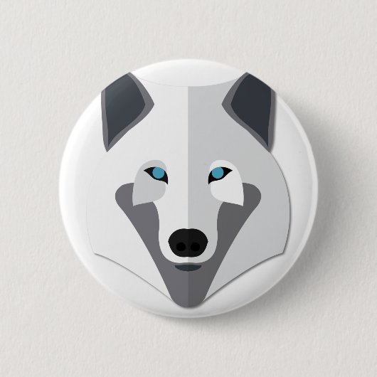 Cartoon White Wolf Head Ronde Button 5,7 Cm (Voorkant)