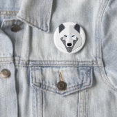 Cartoon White Wolf Head Ronde Button 5,7 Cm (In situ)