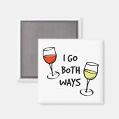 Cartoon wijn bril ik ga beide manieren grappig mak magneet (Voorkant / Achterkant)