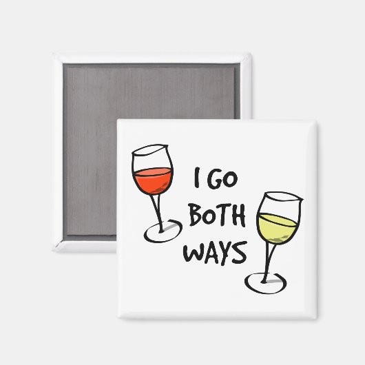 Cartoon wijn bril ik ga beide manieren grappig mak magneet (Voorkant / Achterkant)