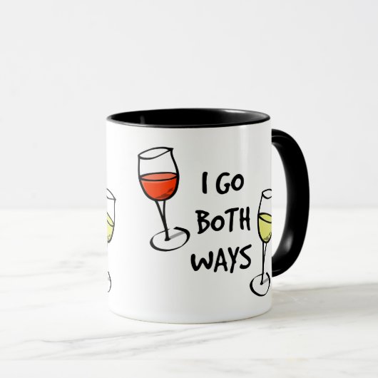 Cartoon wijn bril ik ga beide manieren grappig mak mok (Voorkant rechts)