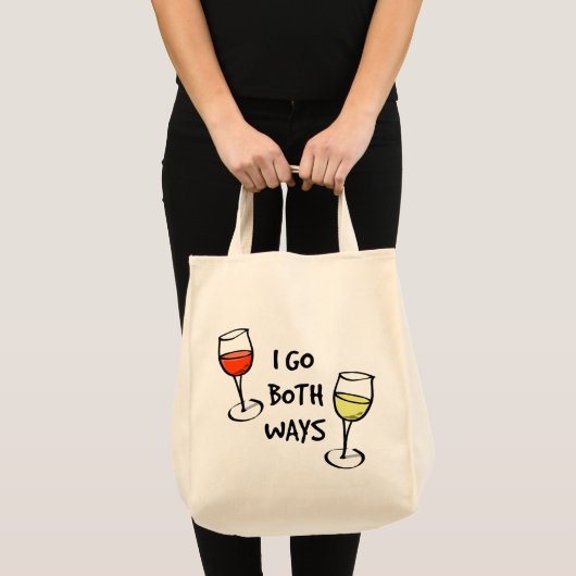 Cartoon wijn bril ik ga beide manieren grappig mak tote bag (Voorkant (product))