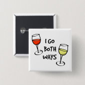 Cartoon wijn bril ik ga beide manieren grappig mak vierkante button 5,1 cm (Voorkant /achterkant)