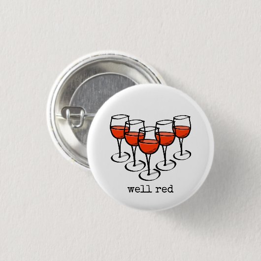 Cartoon wijngaarden en rode Humor Ronde Button 3,2 Cm (Voorkant /achterkant)