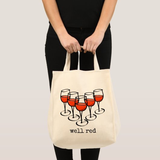 Cartoon wijngaarden en rode Humor Tote Bag (Voorkant (product))