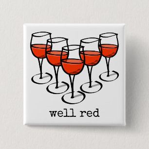 Cartoon wijngaarden en rode Humor Vierkante Button 5,1 Cm