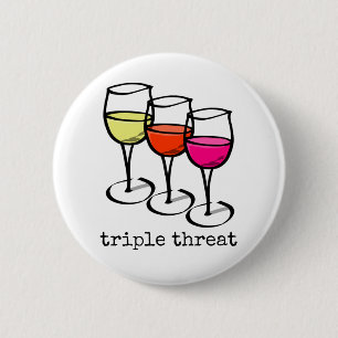 Cartoon wijngaarden Triple Threat Funny Winery Ronde Button 5,7 Cm