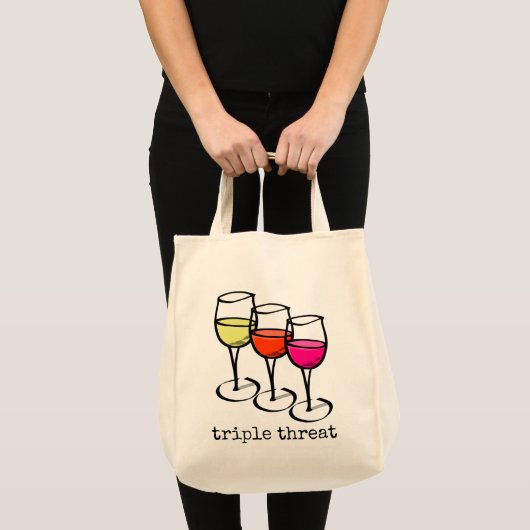 Cartoon wijngaarden Triple Threat Funny Winery Tote Bag (Voorkant (product))