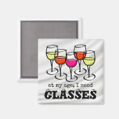 Cartoon Wijnglas op mijn leeftijd heb ik glazen no Magneet (Voorkant / Achterkant)