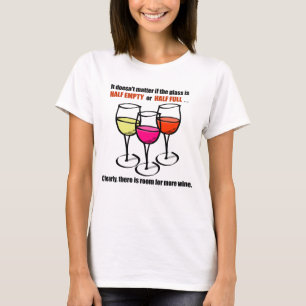 Cartoon-wijnglazen halfwitte Humor T-shirt
