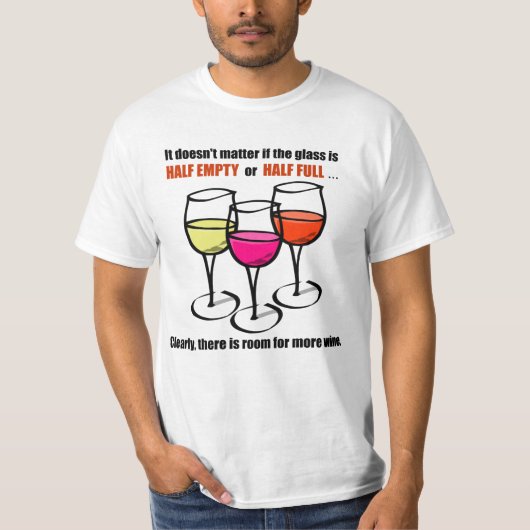 Cartoon-wijnglazen halfwitte Humor T-shirt (Voorkant)