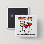 Cartoon-wijnglazen halfwitte Humor Vierkante Button 5,1 Cm (Voorkant /achterkant)