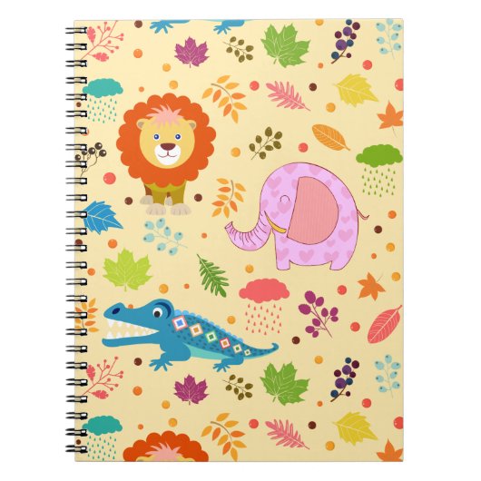Cartoon Wild Pattern Spiral Foto Notitieboek (Voorkant)