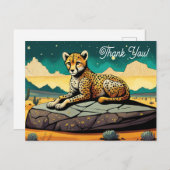 Cartoon Wilde Luipaard In Woestijn Dank Je Briefkaart (Voorkant / Achterkant)