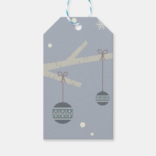 Cartoon winterbosboomgaarden  van mousserende fees cadeaulabel (Voorkant)