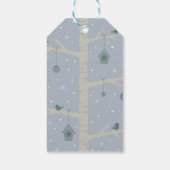 Cartoon winterbosboomgaarden  van mousserende fees cadeaulabel (Achterkant)