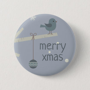 Cartoon winterbosboomgaarden  van mousserende fees ronde button 5,7 cm