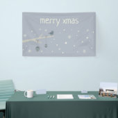 Cartoon winterbosboomgaarden  van mousserende fees spandoek (Beurs)