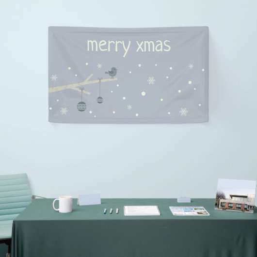 Cartoon winterbosboomgaarden  van mousserende fees spandoek (Beurs)