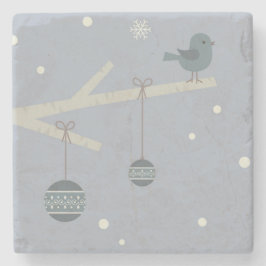 Cartoon winterbosboomgaarden  van mousserende fees stenen onderzetter