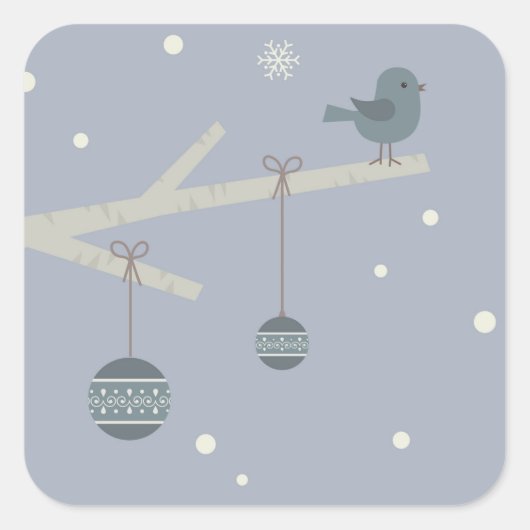 Cartoon winterbosboomgaarden  van mousserende fees vierkante sticker (Voorkant)