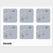 Cartoon winterbosboomgaarden  van mousserende fees vierkante sticker (Vel)