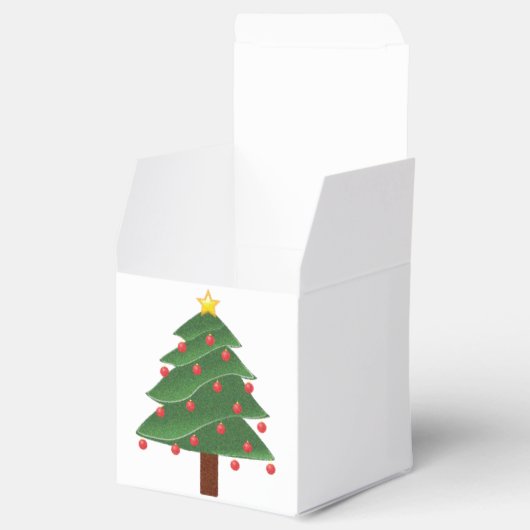 Cartoon Winterkerstboom met Ornamenten Bedankdoosjes (Geopend)