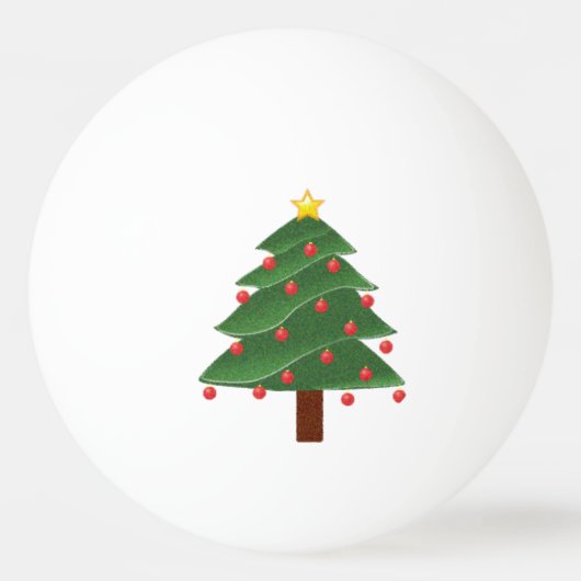 Cartoon Winterkerstboom met Ornamenten Pingpongbal (Voorkant)